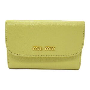 Miu Miu hook Trifold Wallet Leather Yellow